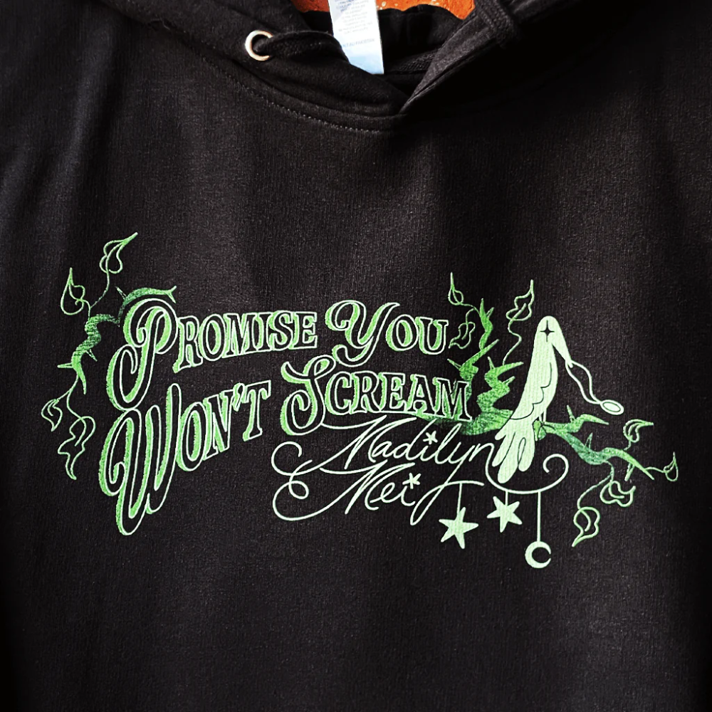 Promise You Won't Scream Hoodie Closeup